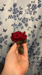 🌹 Handmade Crochet Rose Keychain 🌹